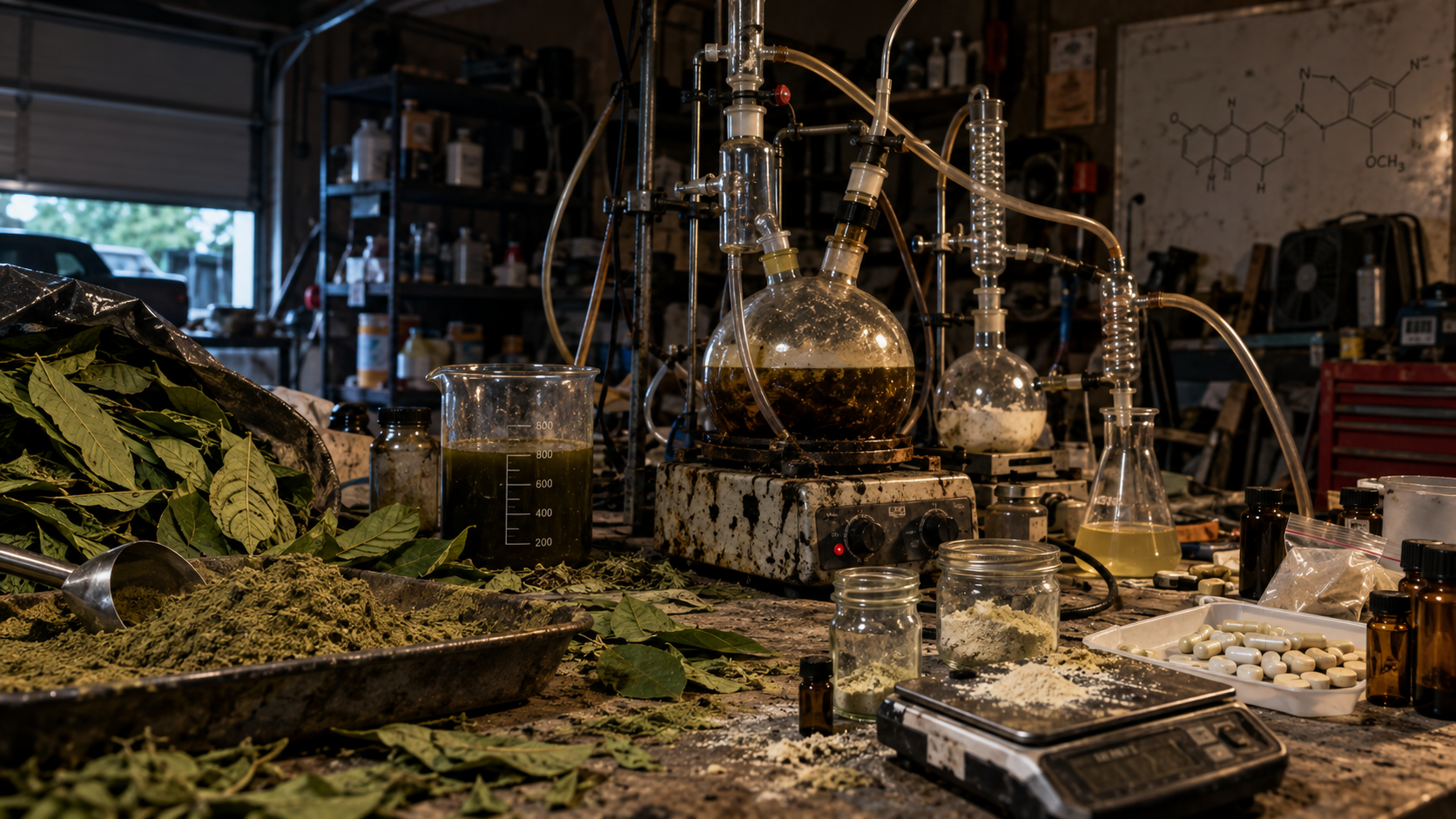 U.S. patent showing mitragynine analog chemistry beginning with mitragynine derived from kratom leaf