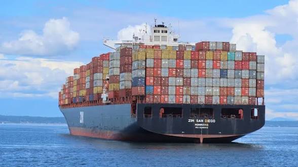Container ship at sea